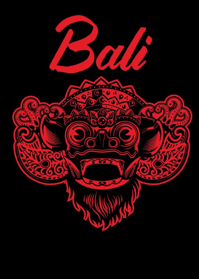 barong bali en rojo y negro vector