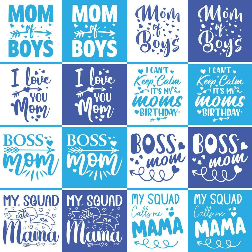 Happy Mother's Day Quotes Lettering Bundle T-shirt Design. Free Vector