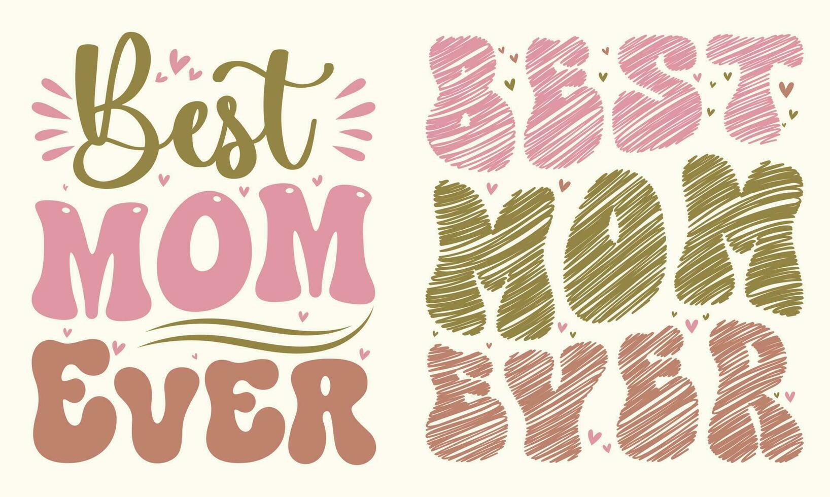 Happy Mother's Day Quotes Lettering Bundle T-shirt Design. Free Vector