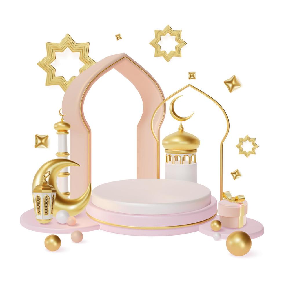 3d Ramadan Kareem Islamic Greeting Background Concept Plasticine Cartoon Style. Vector