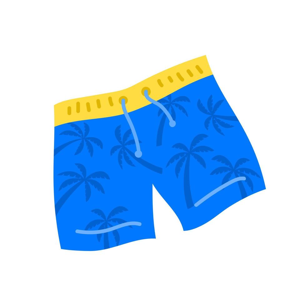 Cartoon Color Shorts with Palm Trees Print. Vector