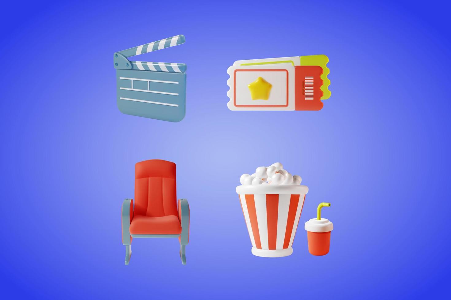 3d Cinema Movie Elements Set. Vector