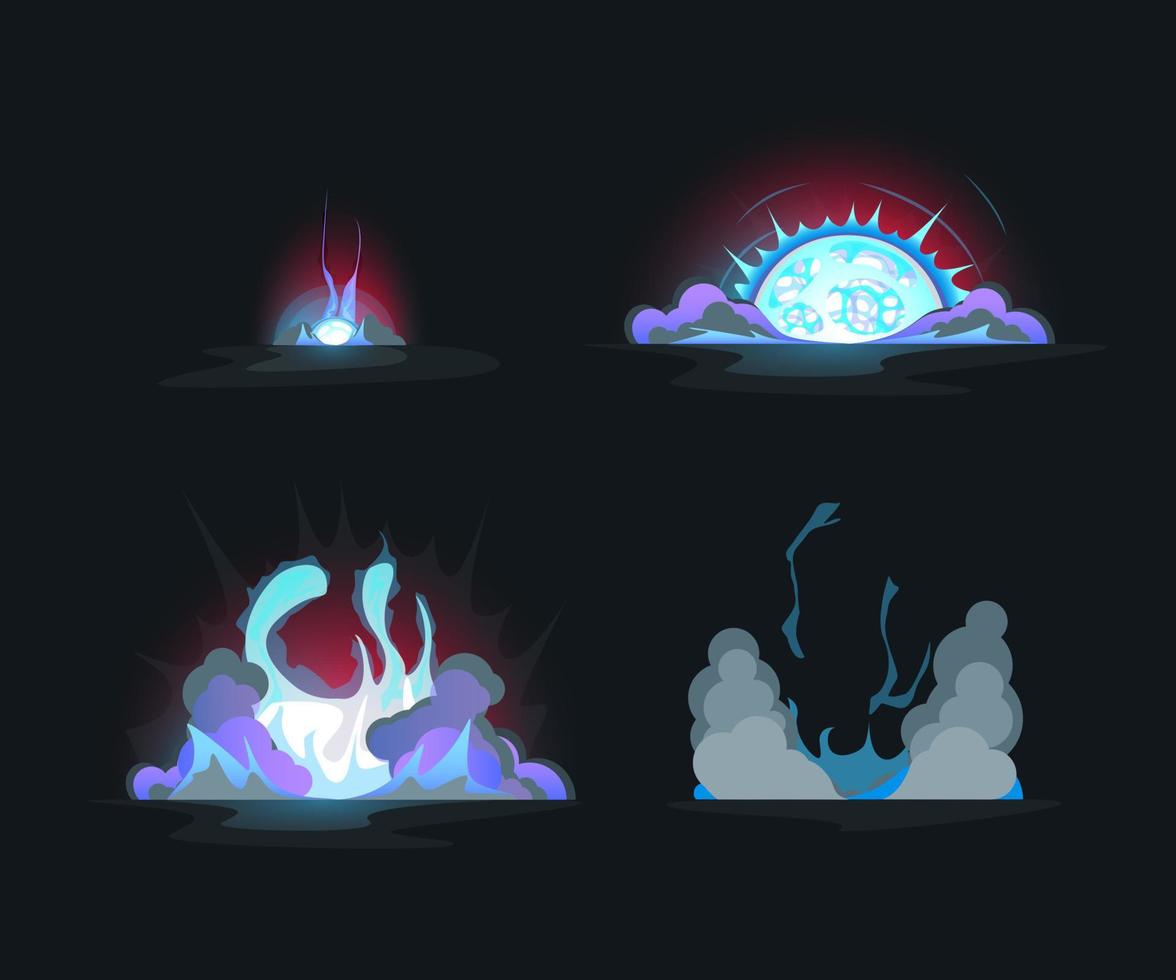 Magic Explosion Bomb Effects Different Types Set. Vector