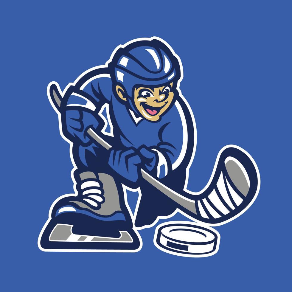 kid playing hockey ice vector