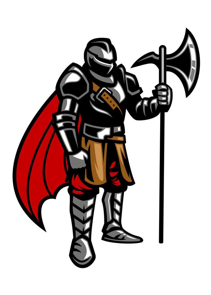 knight stand holding axe vector