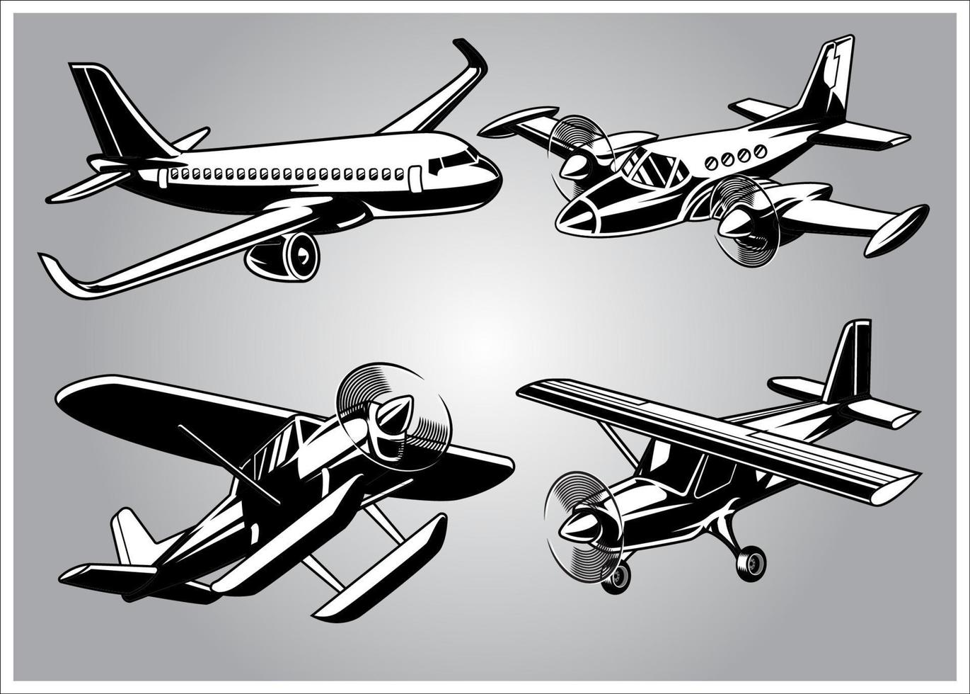 collection of modern airplane vector