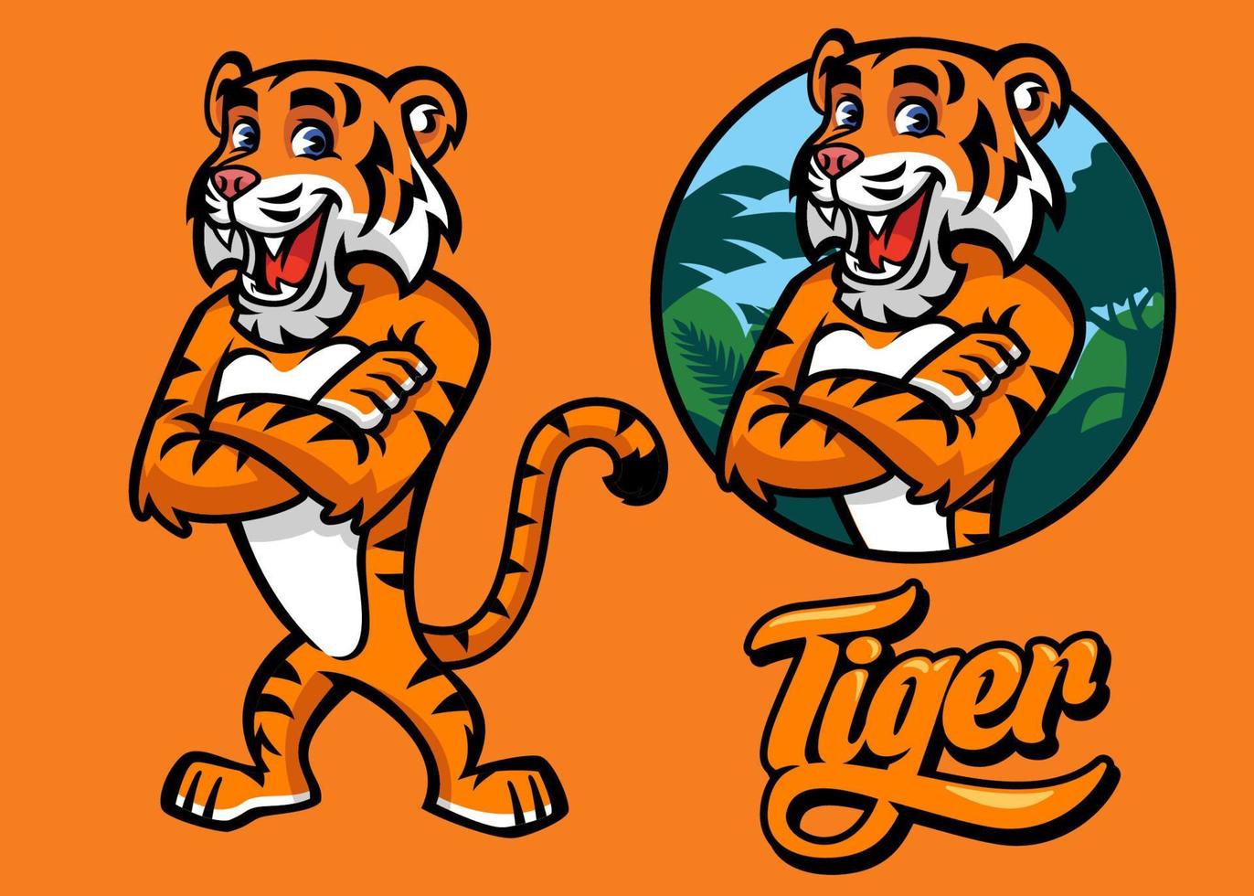 set of cartoon tiger character vector