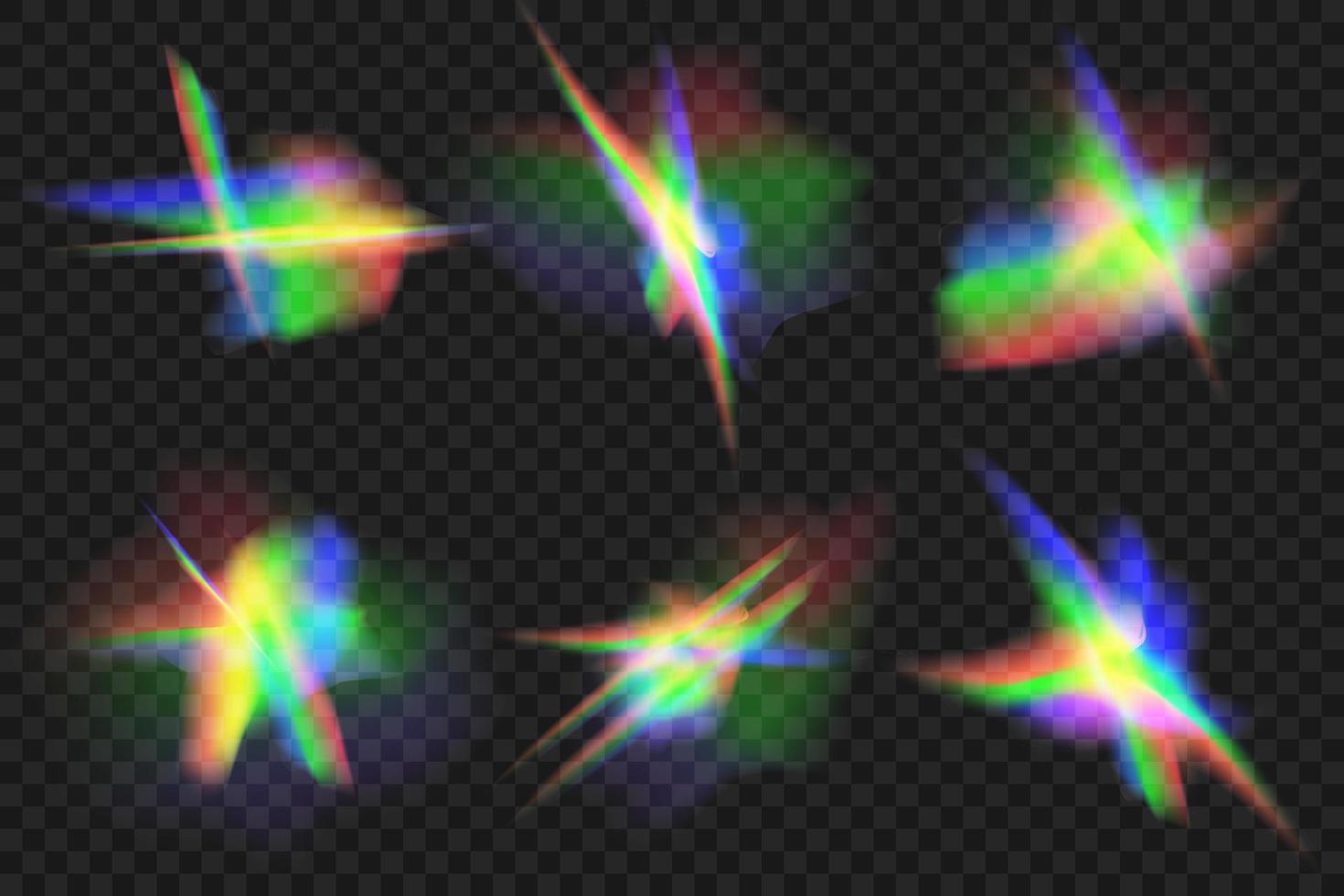 cristal y joyas, prisma, destello. arco iris brillante destellos vector conjunto.realista diamante reflexión, arco iris ligero óptico efecto vistoso recopilación, brillante espectro resplandor rayos