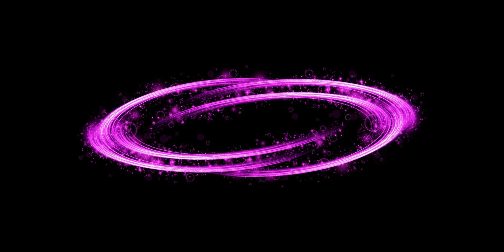 Abstract light lines of movement and speed in purple. Light everyday glowing effect. semicircular wave, light trail curve swirl vector