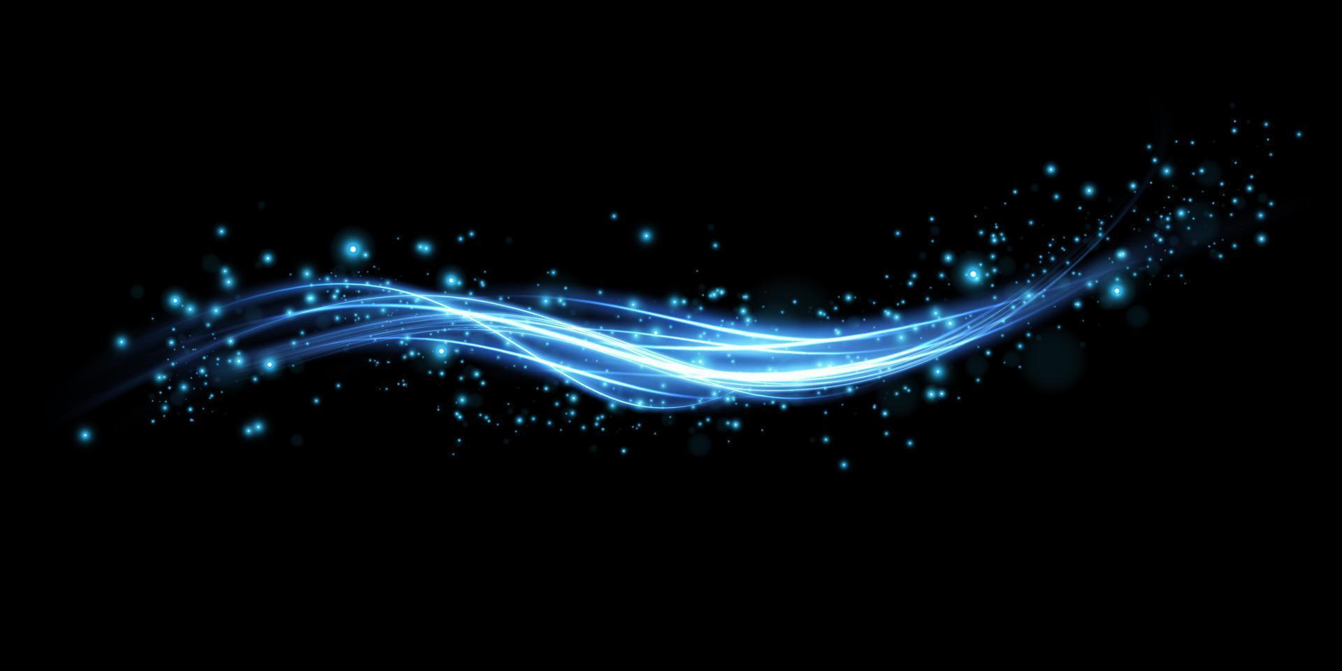 Abstract blue light lines of movement and speed in blue. Light everyday glowing effect. semicircular wave, light trail curve swirl, car headlights, incandescent optical fiber png. vector