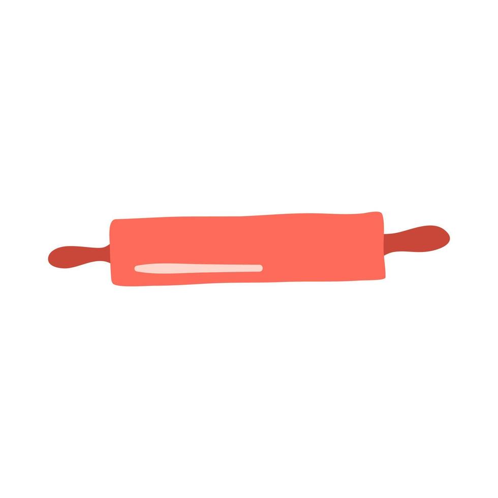 Cartoon Color Cute Rolling Pin Kitchen Icon. Vector