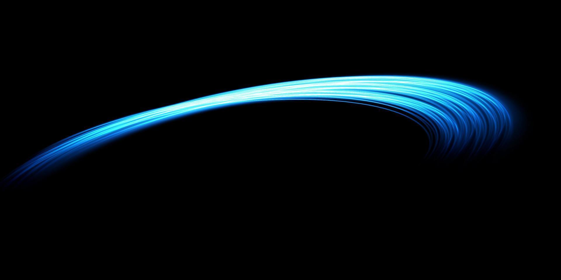 Abstract light lines of movement and speed in blue. Light everyday glowing effect. semicircular wave, light trail curve swirl vector