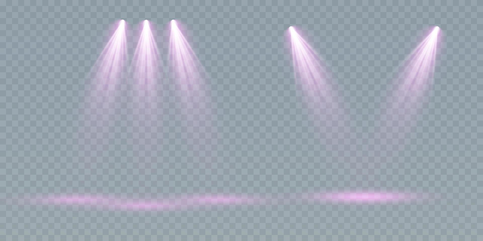 Pink Spotlights. Scene. Light Effects. Glow light effect. vector