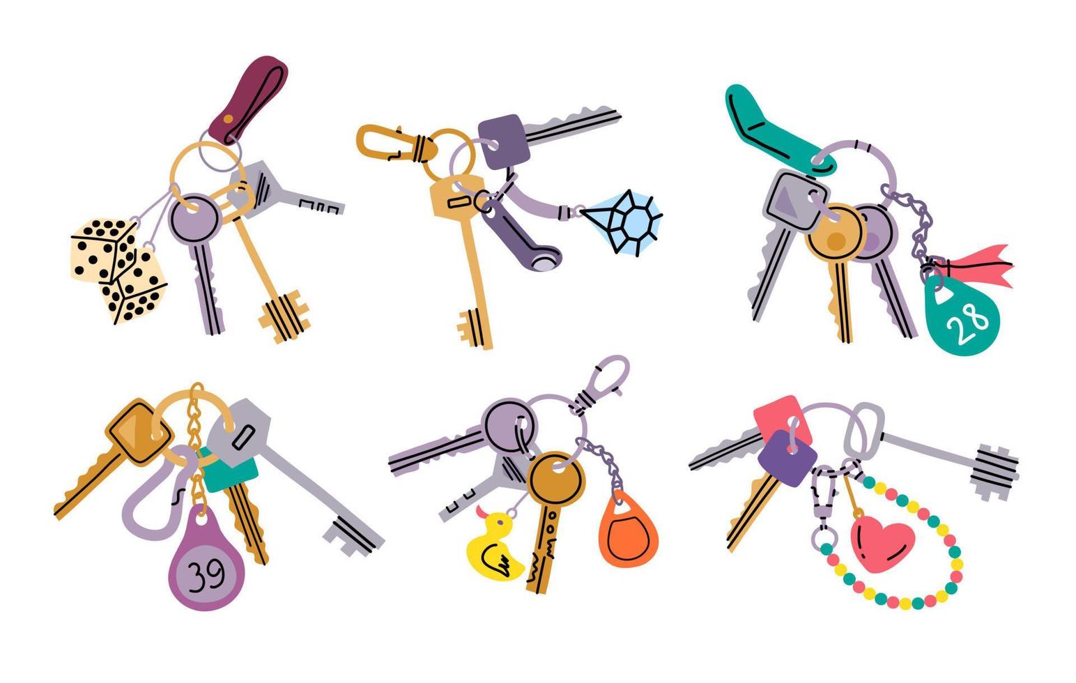 Cartoon Color Different Keys Set. Vector