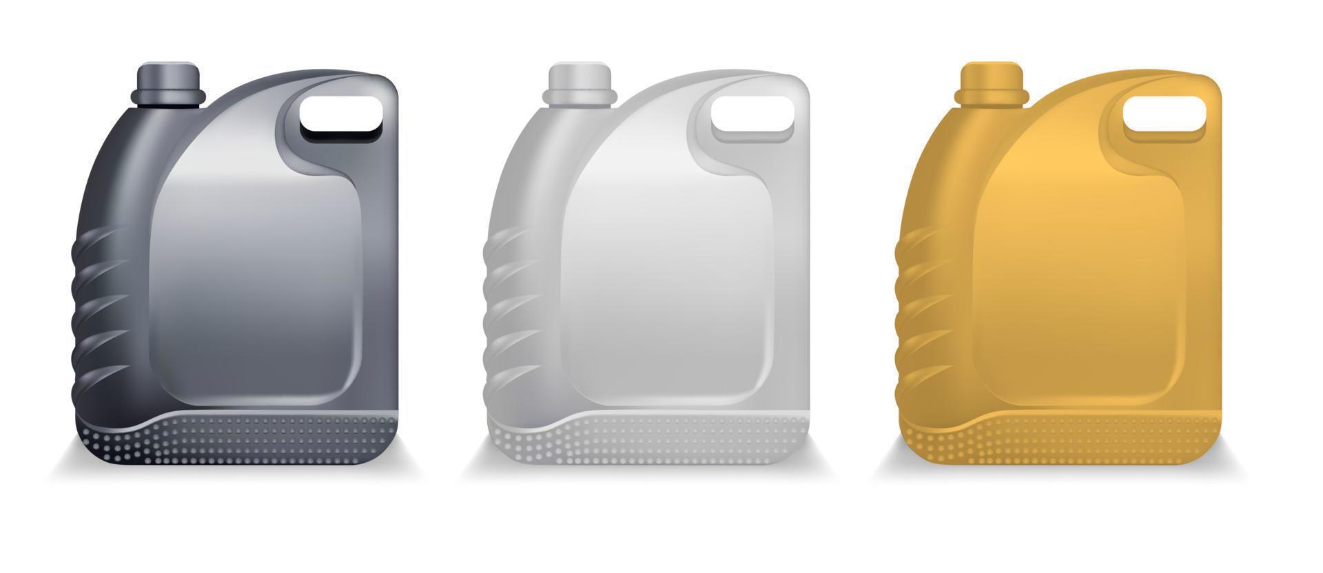 Realistic Detailed 3d Motor Oil Bottle Set. Vector