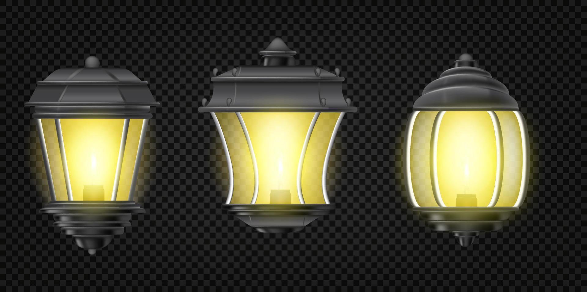 Realistic Detailed 3d Garden Lamps Set. Vector