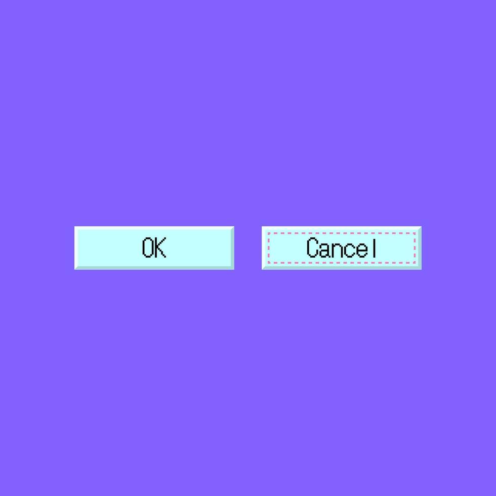 Cartoon Ok and Cancel UI Button Set. Vector