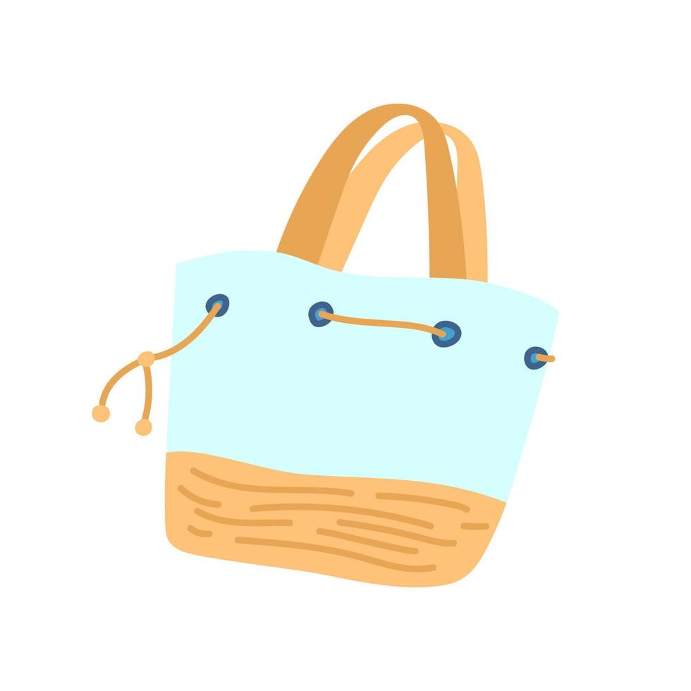 Cartoon Color Beach Bag. Vector