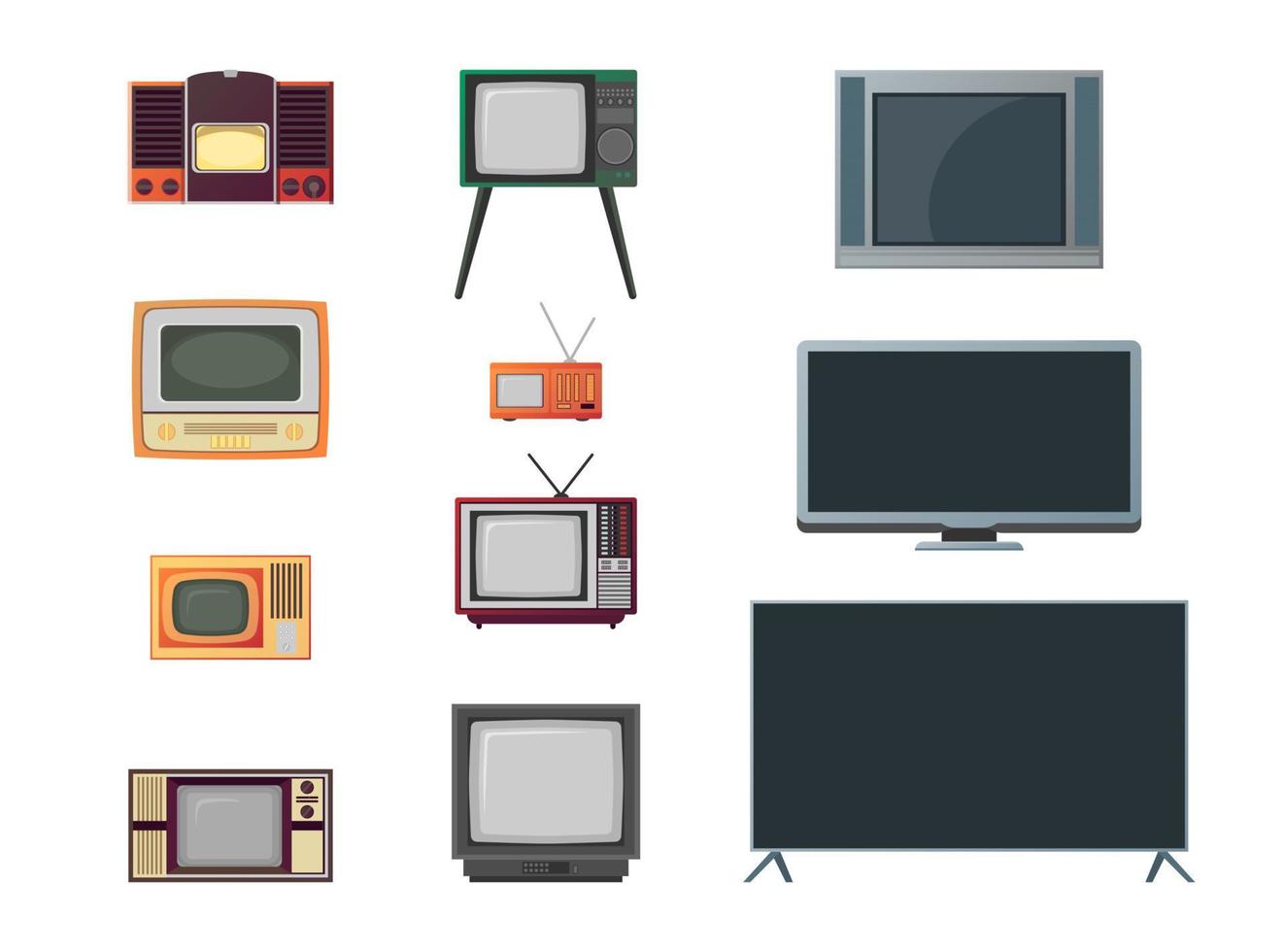 Cartoon Color Different TV Timeline Set. Vector