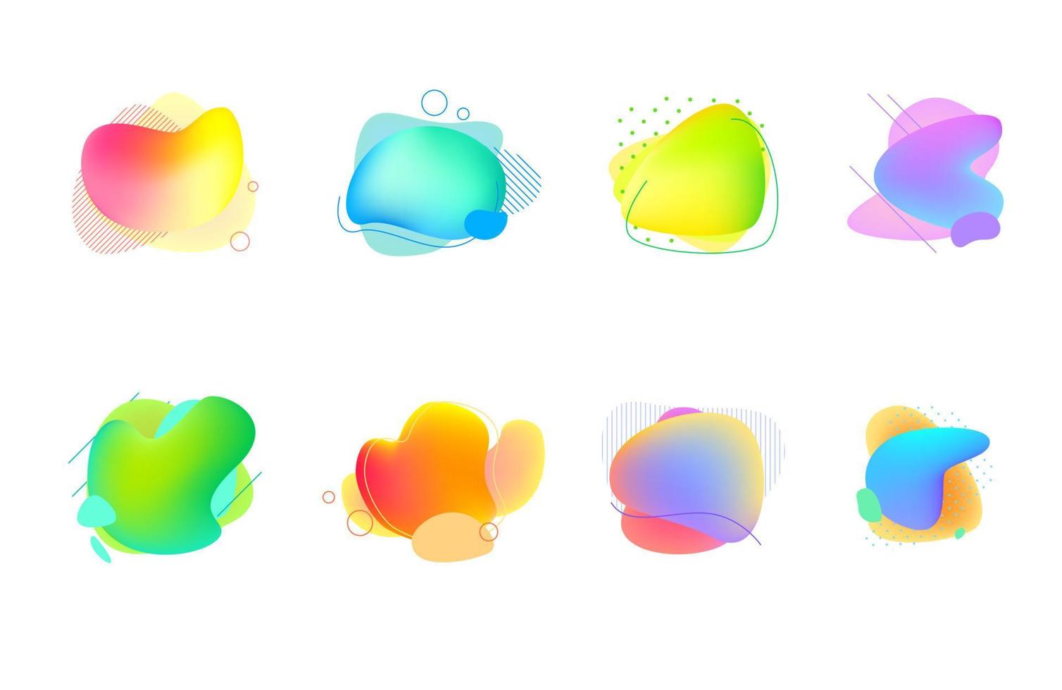 Abstract Colorful Shapes Blob Bombs Set. Vector