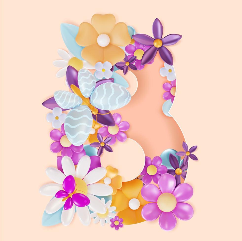 3d International Womens Day Concept Banner Plasticine Cartoon Style. Vector