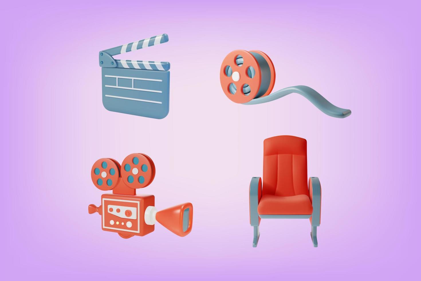 3d Cinema Movie or Filmmaking Elements Set. Vector