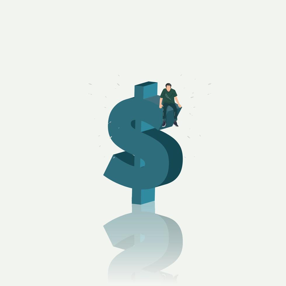 Man sitting on money symbol design vector illustration