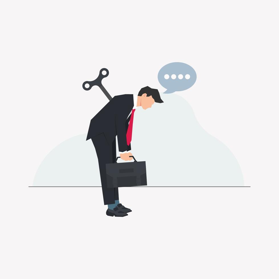 Businessman tired with wind up key design vector illustration