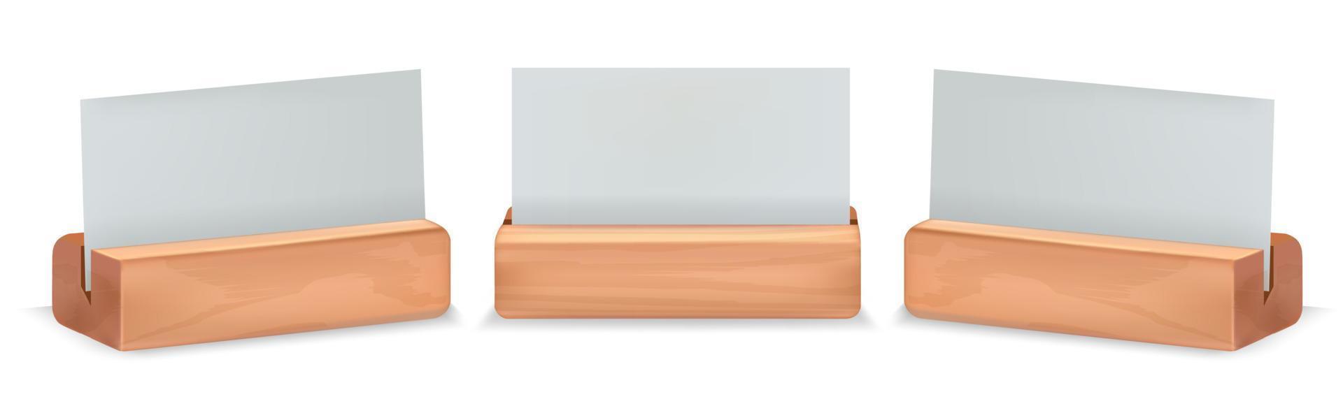 Realistic Detailed 3d Blank White Empty Place Cards Set. Vector