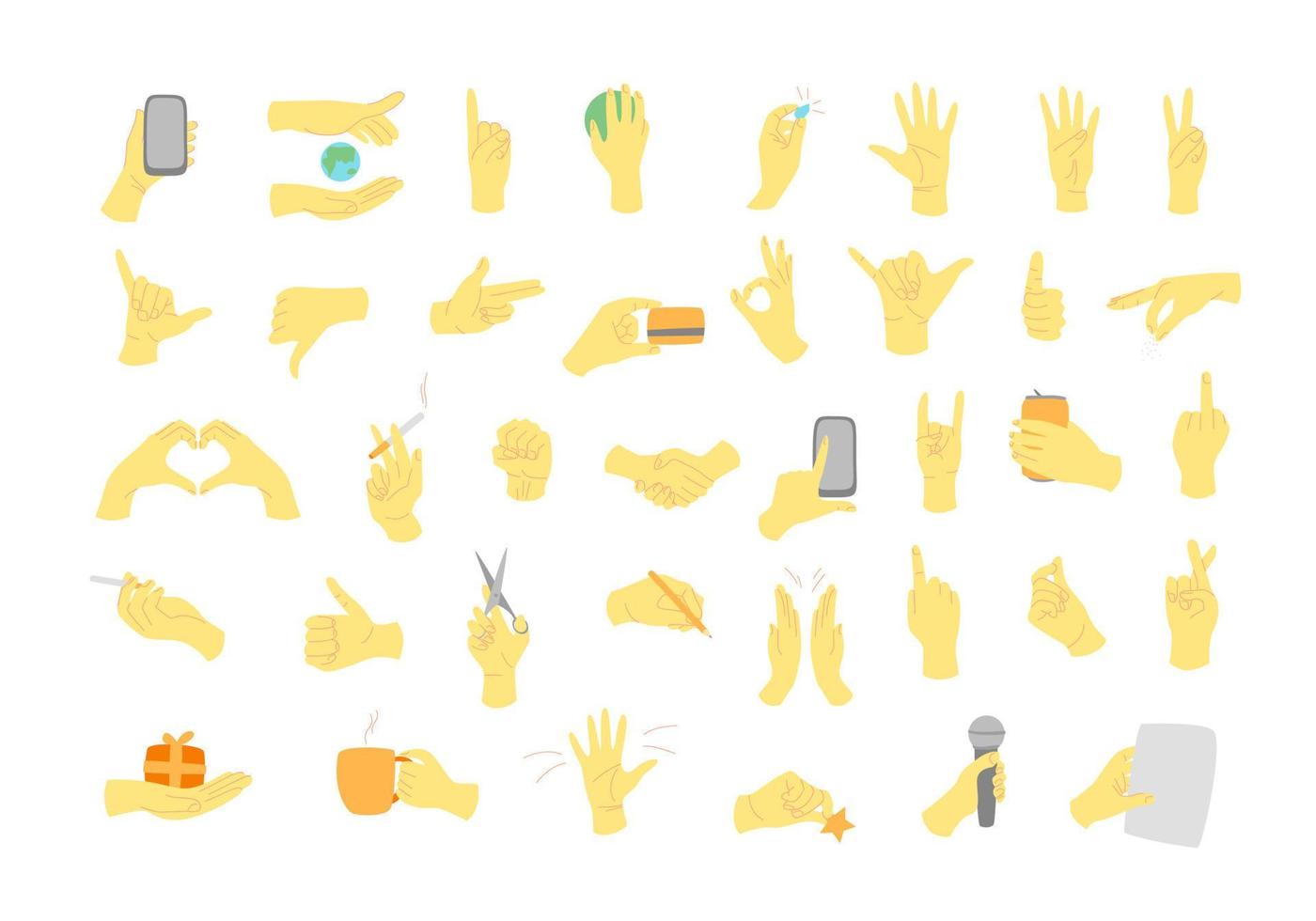 Cartoon Doodle Different Hands Gestures Set. Vector