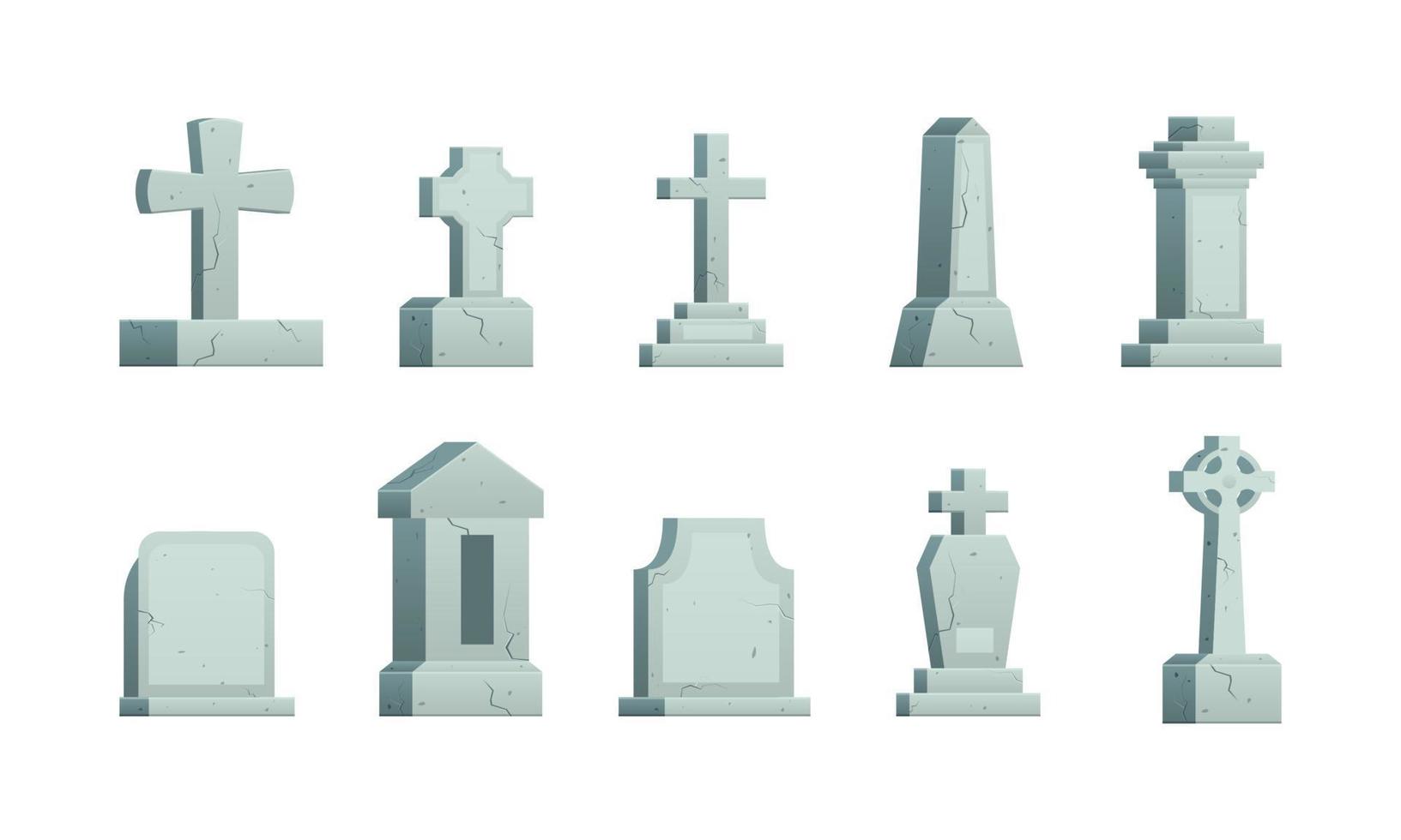 dibujos animados color diferente lápidas y cementerio cruces colocar. vector