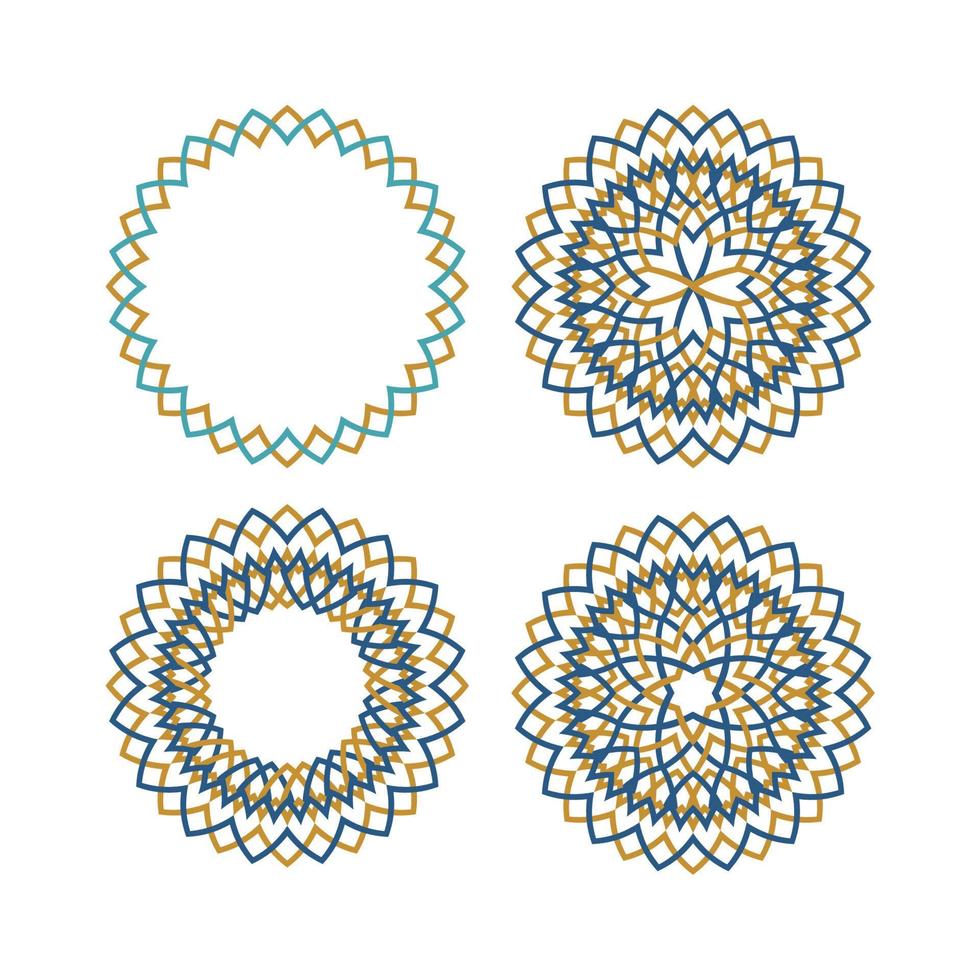 set of 4 Patterns and Islamic geometry motifs. Arabic motif circular geometry. Moroccan geometry vector