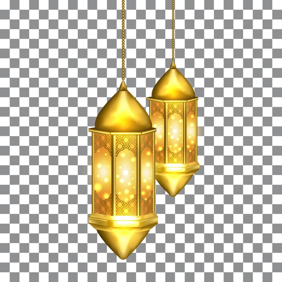 3d illustration of arabic Islamic lantern with realistic look vector