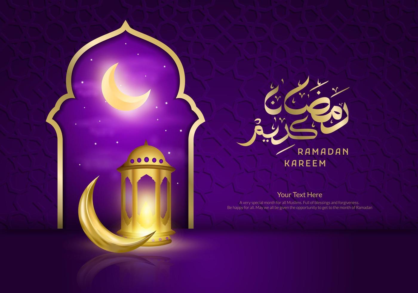 Luxurious Eid al fitr Mubarak greeting with Islamic gates and ornaments. Can be used for digital or printed greeting. Vector illustration