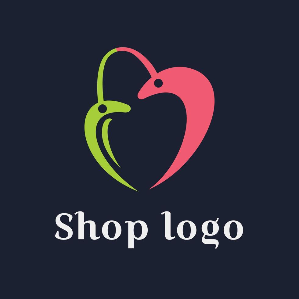 shop logo or shopping with the concept of love and bag vector