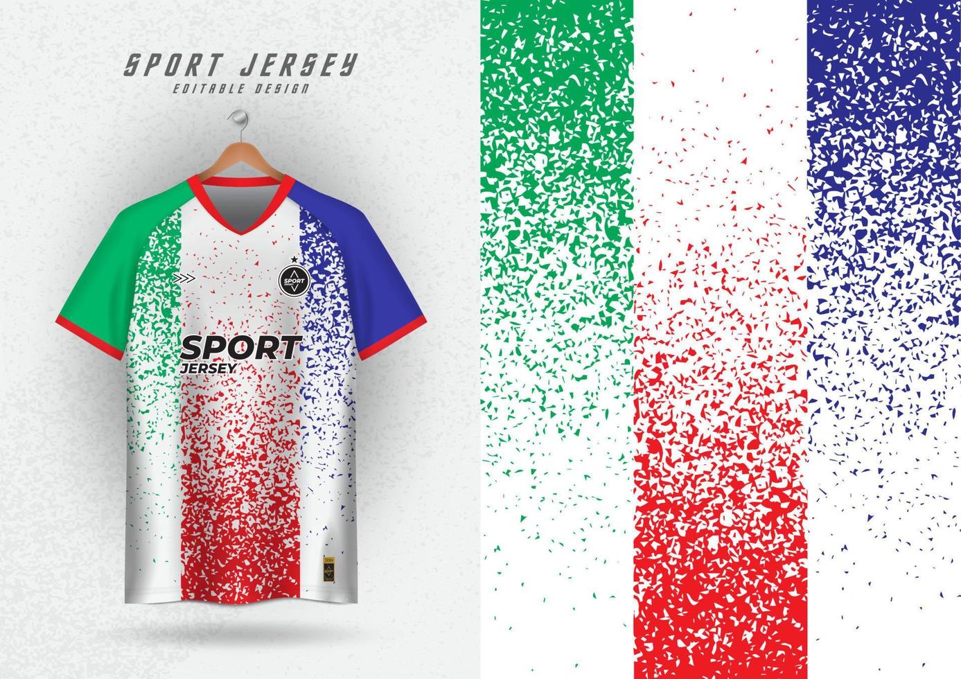 antecedentes para Deportes jersey fútbol jersey corriendo jersey carreras jersey grano modelo 3 rayas verde rojo azul vector