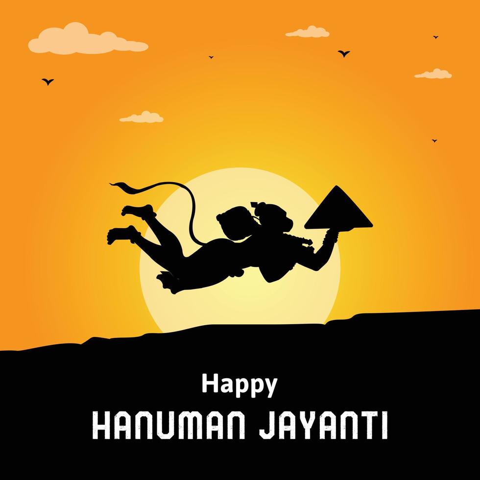 Happy Hanuman Jayanti Indian Hindu Festival Celebration Vector Design