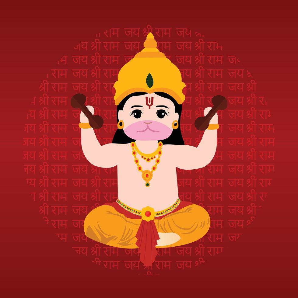 Happy Hanuman Jayanti Indian Hindu Festival Celebration Vector Design