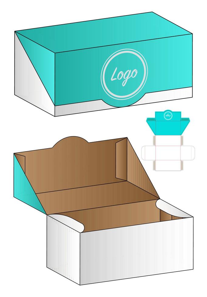 Box packaging die cut template design. 3d mock-up vector