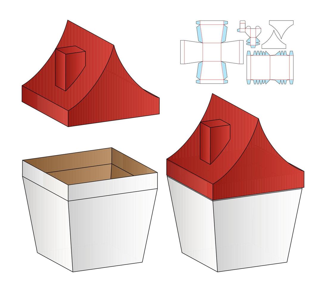 diseño de plantilla troquelada de embalaje de caja. Maqueta 3d vector