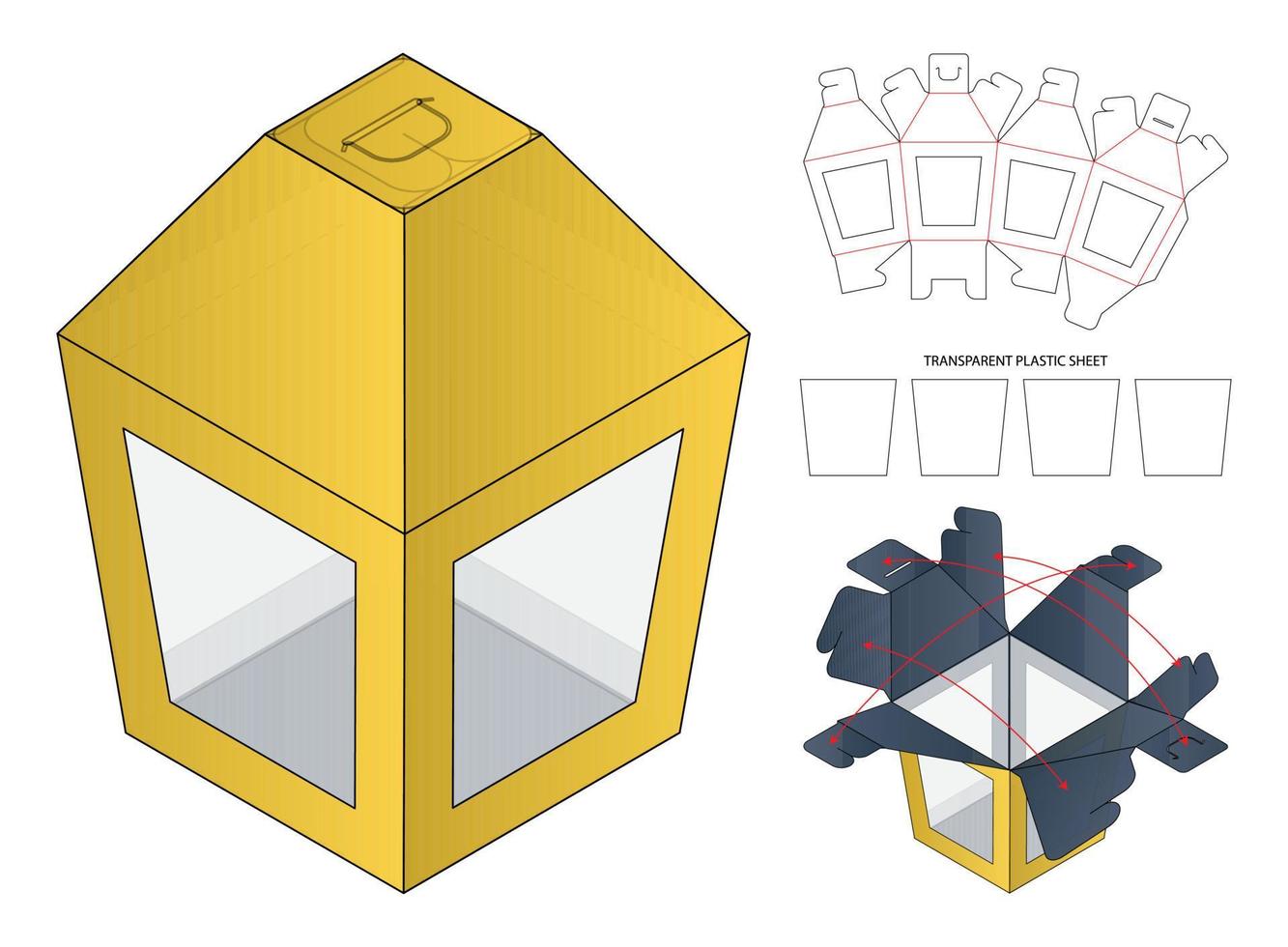 Box packaging die cut template design. 3d mock-up vector