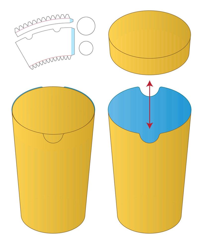 diseño de plantilla troquelada de embalaje de caja. Maqueta 3d vector