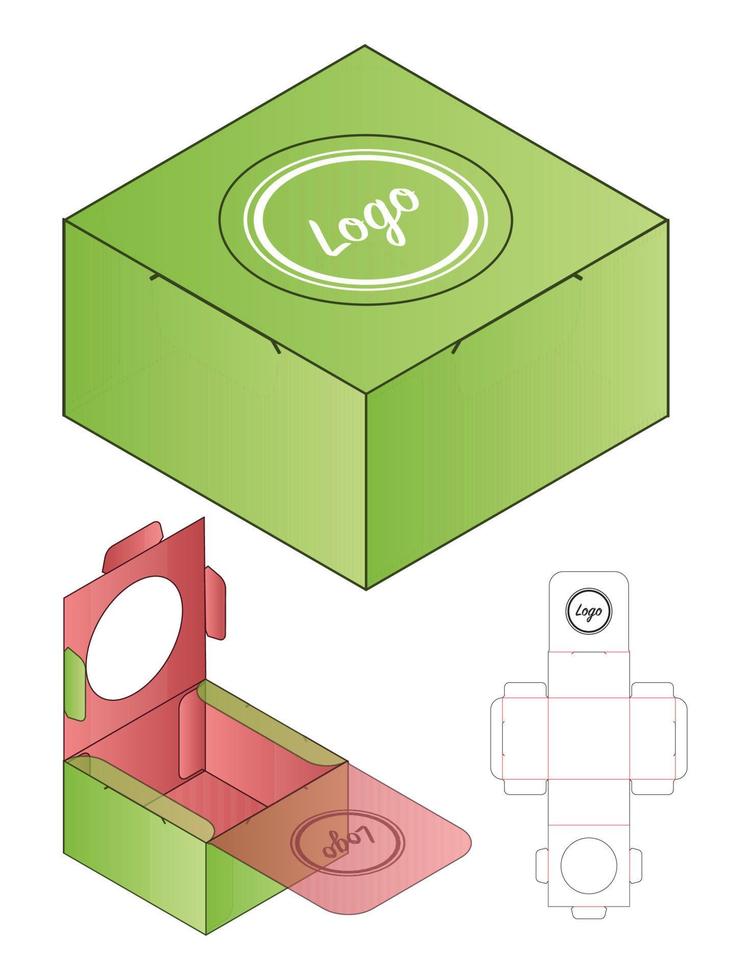 diseño de plantilla troquelada de embalaje de caja. Maqueta 3d vector