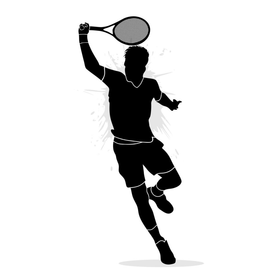 Silhouette of a professional male tennis player. Vector illustration silhouette