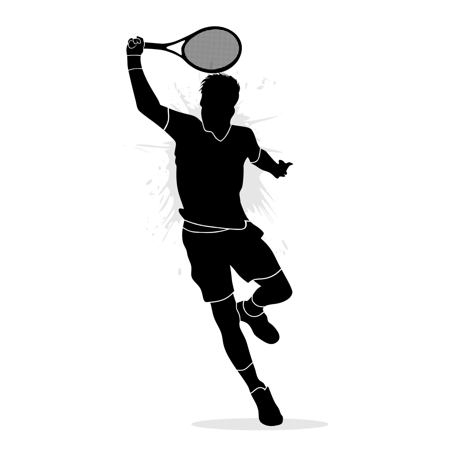 Silhouette of a professional male tennis player. Vector illustration