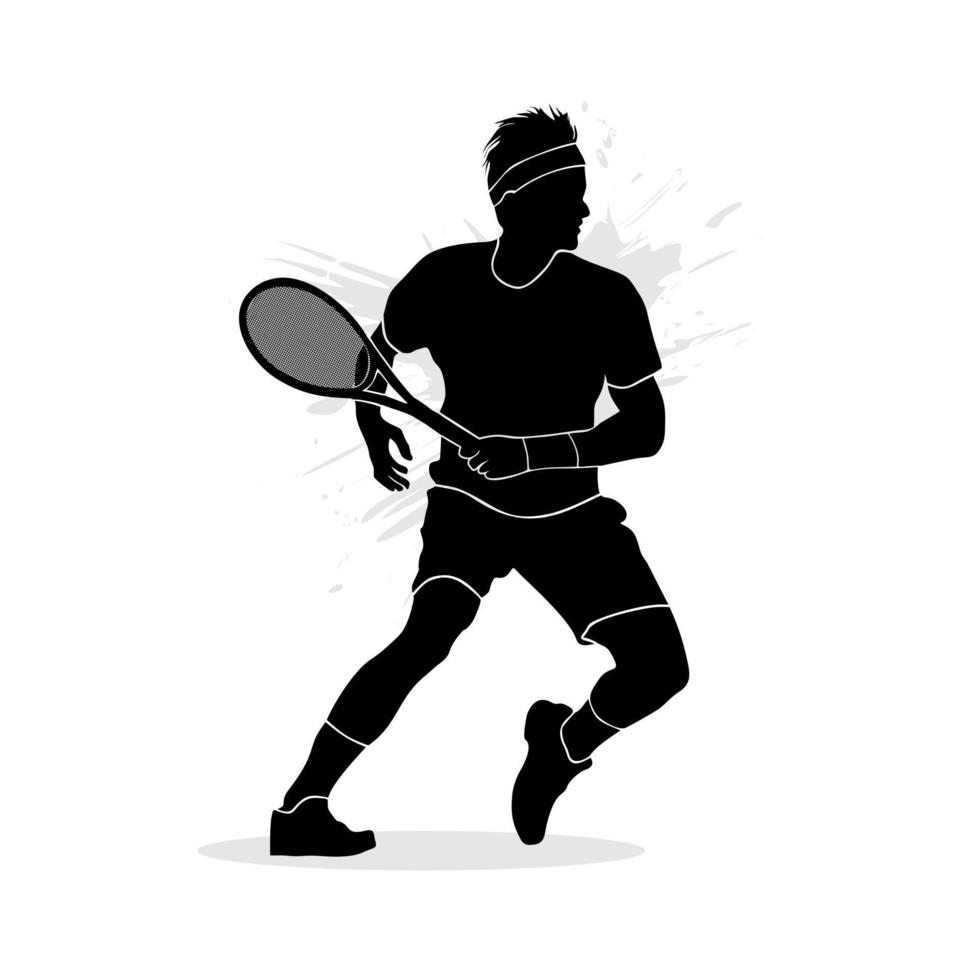 vector silueta de un masculino tenis jugador aislado en un blanco antecedentes