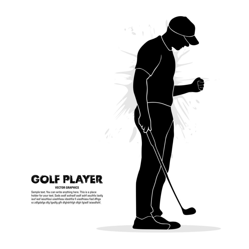 silueta de un masculino golf jugador aislado en un blanco antecedentes vector