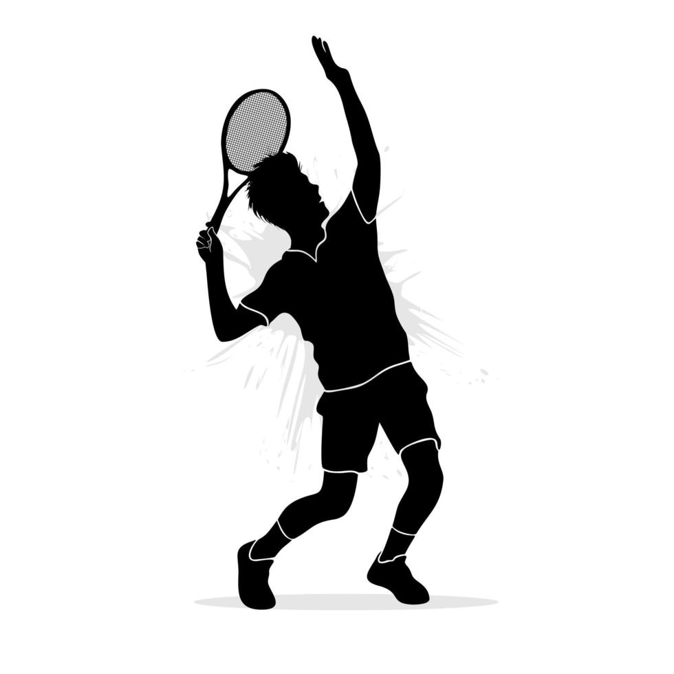 silueta de profesional masculino tenis jugador aislado en blanco antecedentes vector