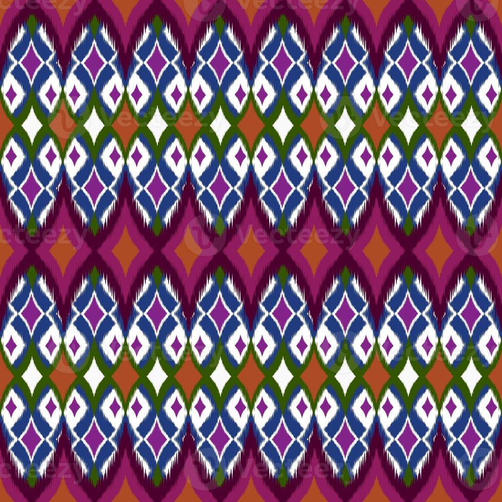 Ikat geometric folklore ornament, Tribal ethnic texture. Seamless striped pattern in Aztec style, Figure tribal embroidery, Scandinavian, Ikat pattern photo