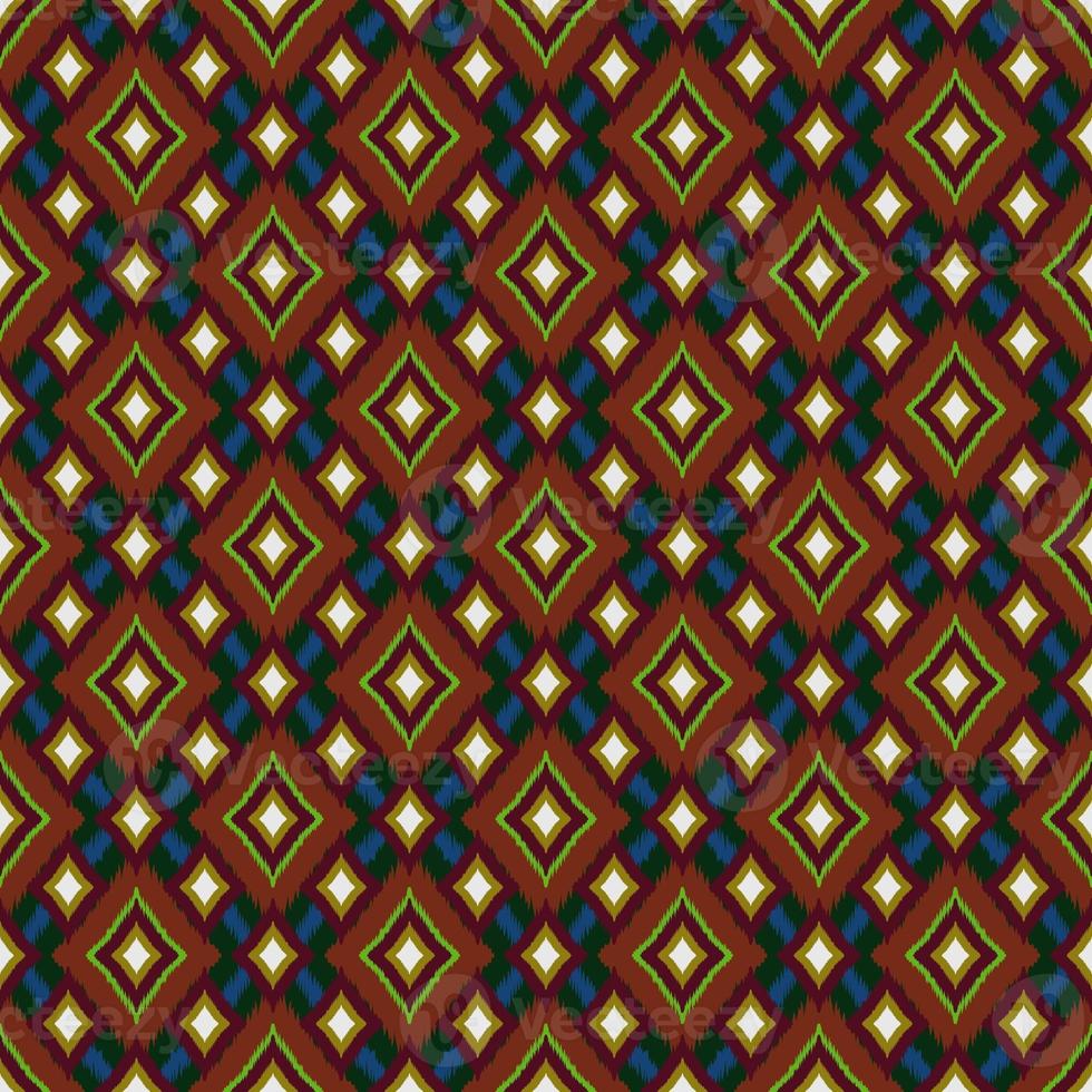 Ikat geometric folklore ornament, Tribal ethnic texture. Seamless striped pattern in Aztec style, Figure tribal embroidery, Scandinavian, Ikat pattern photo